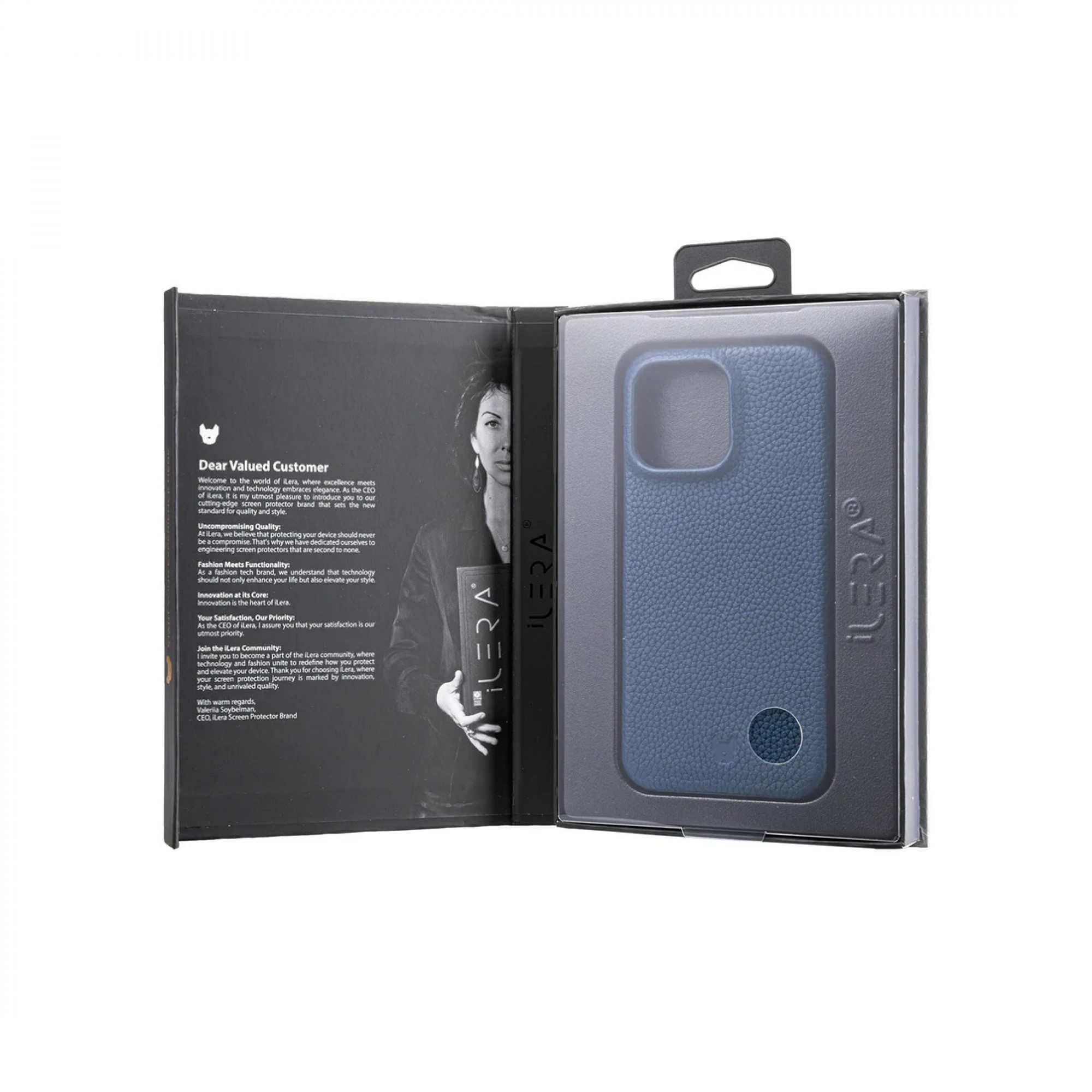 iLera NAPA leather Case 1.0 for iPhone 15 Pro Max, Deep Blue + Wallet